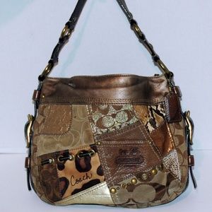 Coach Zoe Brown/Metallic Patchwork Bag F0873-12901